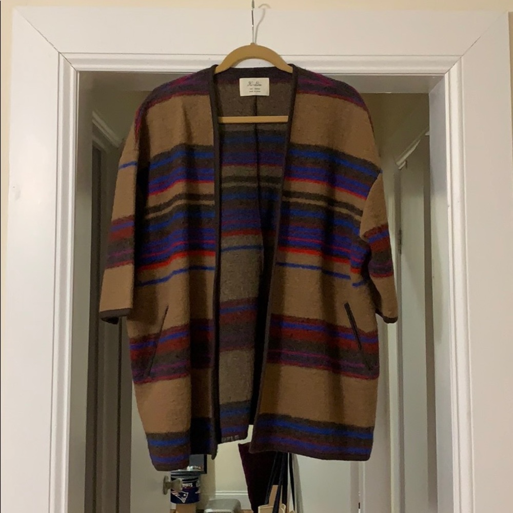 Brown Striped Wool Cardigan